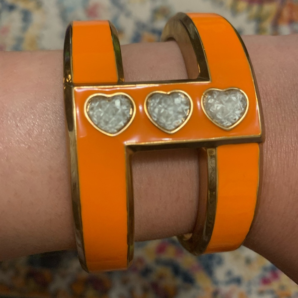 Betsey Johnson Orange and Gold Cuff Bracelet